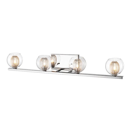 Z-Lite Auge 4 Light Vanity, Chrome & Clear + Mesh 905-4V